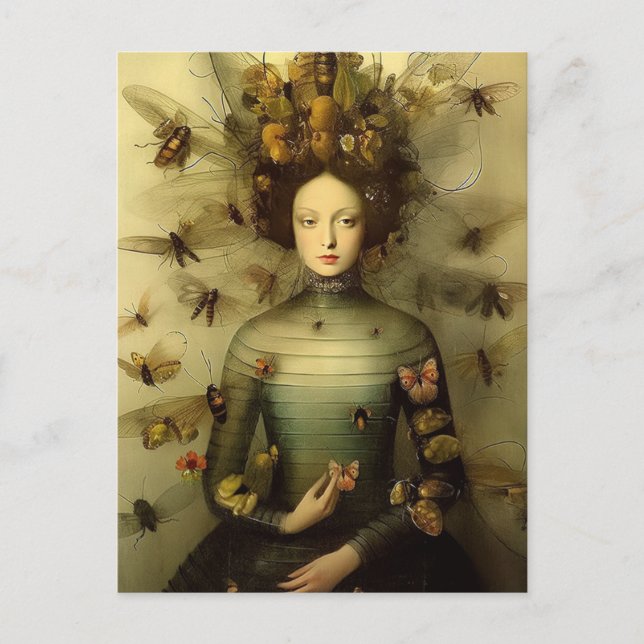 Cartão Postal A Inseto Lady Creepy Vintage (Frente)