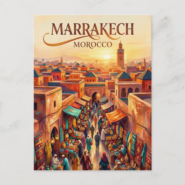 Cartão Postal A Jemaa el-Fnaa Marrocos (Frente)