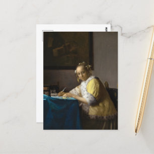 Cartão Postal A Lady Escrevendo por Johannes Vermeer