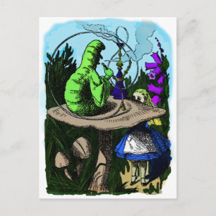 Cartão Postal A lagarta colorida Alice no País das Maravilhas