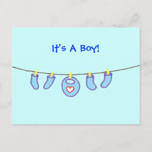 Cartão Postal A lavanderia é um menino! Personalizado