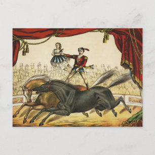 Cartão Postal A Lei De Dois Cavalos, Circo, Circo, Circa 1874.