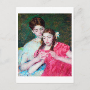 Cartão Postal A lição de crochê, Mary Cassatt