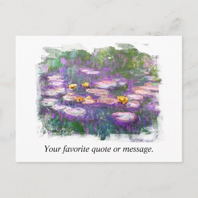 Cartão Postal ** A Lily Monet Pads Pond Fine Art Personaliza (Frente)