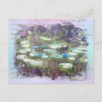 ** A Lily Monet Pads Pond Pond É Escrita Manual Do