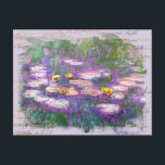 Cartão Postal ** A Lily Monet Pads Pond Vintage Manuscrito<br><div class="desc">Cartão de POSTO POSTAL ) Monet Clássico Vintage Manuscrito Dourado Antigo e um sutil fundo do Rainbow Pastel. O plano de fundo é cor PÚRPURA de LAVANDA de Pastel mole. Elegante feminina romântica Ephemera Floral Pintura Artística Única Criativa Moderna e Romântica Antiga (SEARCH AR23 para designs semelhantes) Encontra-se em Chique,...</div>