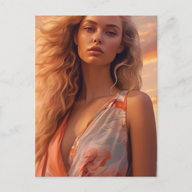 Cartão Postal A Linda Mulher Loura (Frente)