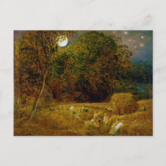 Cartão Postal A Lua de Colheita de Samuel Palmer (1833) (Frente)