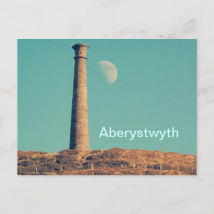 Cartão Postal A Lua e uma Torre: Aberystwyth