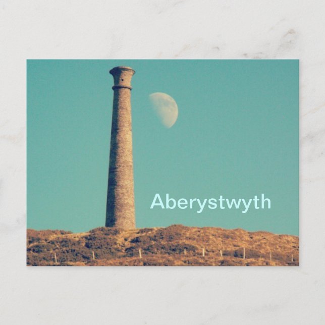 Cartão Postal A Lua e uma Torre: Aberystwyth (Frente)