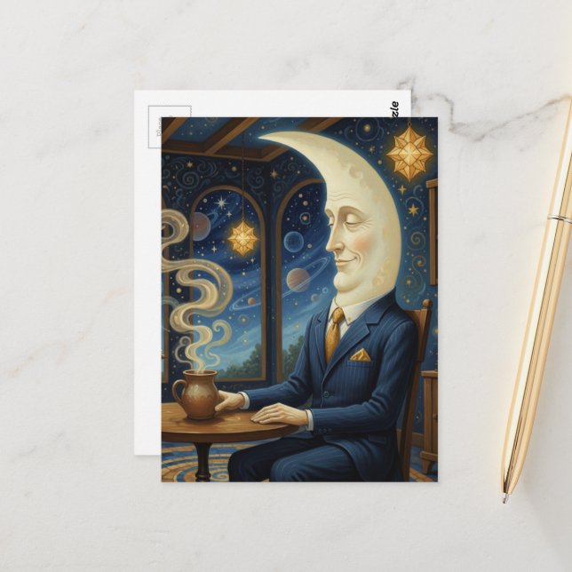 Cartão Postal A Lua Sai para Tomar um Café (Frente/Verso In Situ)