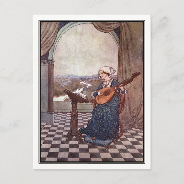 Cartão Postal A Luta Tocante de Edmund Dulac (Frente)