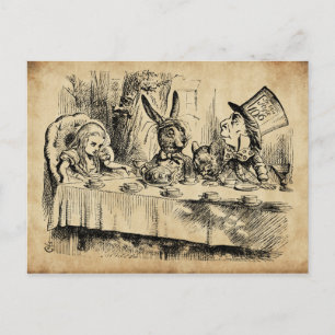 Cartão Postal A Mad Tea-Party (1865), por John Tenniel
