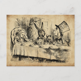 Cartão Postal A Mad Tea-Party (1865), por John Tenniel