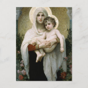 Cartão Postal A Madona dos Rosas de Bouguereau (1903)