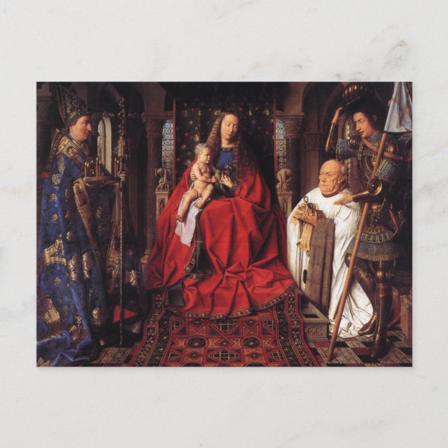 Cartão Postal A Madonna com Canon van der Paele, Jan van Eyck (Frente)