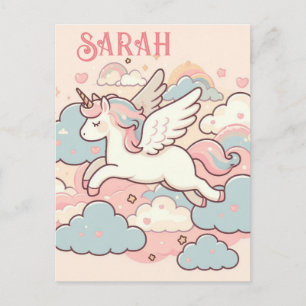 Cartão Postal A Mágica de Unicórnios (Personalizar com Nome)