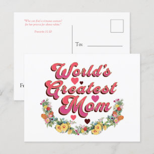 Cartão Postal A maior mãe do mundo Floral