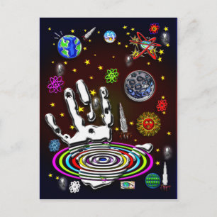 Cartão Postal A Mão da Humanidade no Cartaz Espacial