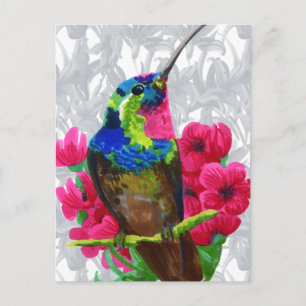 Cartão Postal A mão de beija-flor desenhando uma ilustração bril