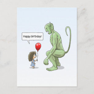 Cartão Postal A Menina e o Troll Verde