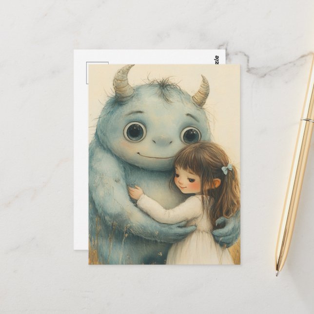 Cartão Postal A menina e seu amigo monstro (Frente/Verso In Situ)