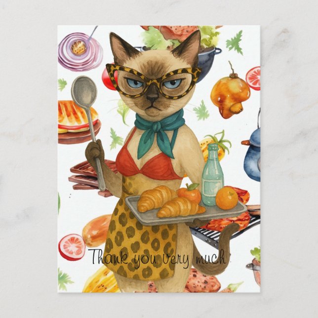 Cartão Postal A Merendeira está servindo comida (Frente)