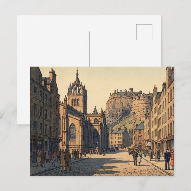 Cartão Postal A Milha Real em Edimburgo J (Frente/Verso)