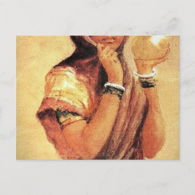 Cartão Postal A Milkmaid 1904 Por Raja Ravi Varma (Frente)