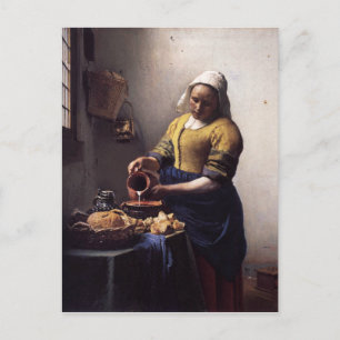 Cartão Postal A Milkmaid de Johannes Vermeer