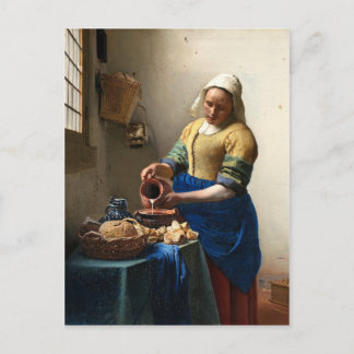 Cartão Postal A Milkmaid, Jan Vermeer