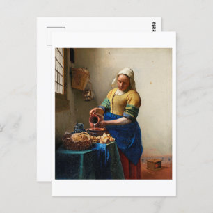 Cartão Postal A Milkmaid   Johannes Vermeer  