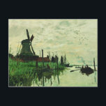 Cartão Postal A Mill In Zandam 2 - Claude Monet - 1871<br><div class="desc">Mostre às pessoas seu estilo e refinamento com esta reprodução de uma bela obra de arte intitulada "A Mill In Zandam",  de Claude Monet. Paisagem de um moinho de vento holandês ao lado de um rio. Pintado em 1871.</div>