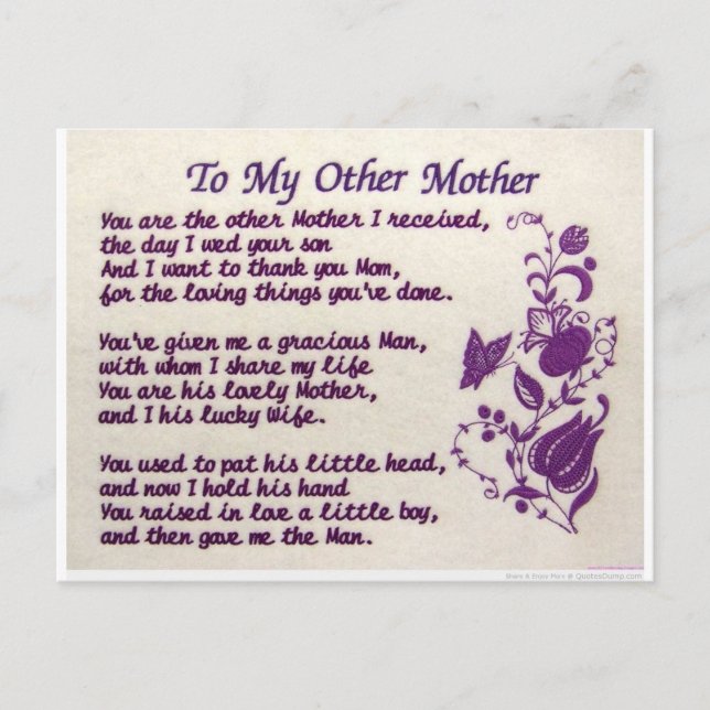 Cartão Postal À Minha Outra Mãe; Obrigado (Frente)