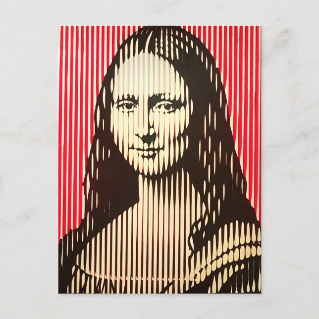 Cartão Postal A Mona Lisa no estilo de ilusão óptica BAUHAUS (Frente)