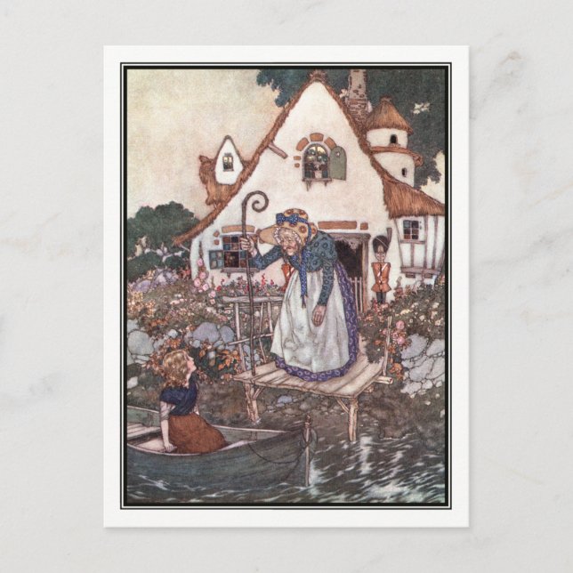 Cartão Postal A mulher aprendeu em magia por Edmund Dulac (Frente)