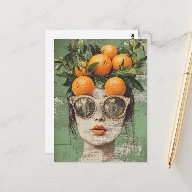 Cartão Postal A Mulher e a Colagem das Laranjas (Frente/Verso In Situ)