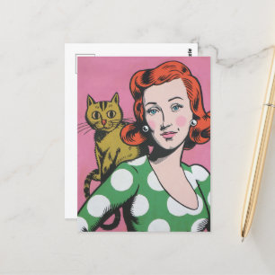 Cartão Postal A Mulher e o Gato
