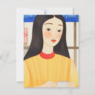 Cartão Postal A mulher no café