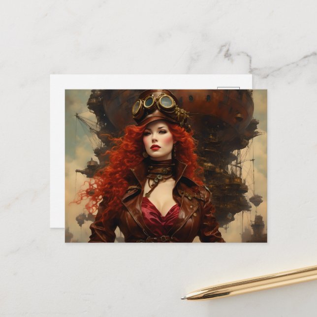 Cartão Postal A Mulher Steampunk (Frente/Verso In Situ)