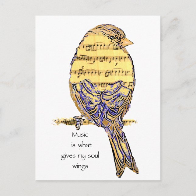 Cartão Postal A música é o que me dá a alma das asas Bird (Frente)