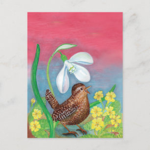 Cartão Postal A neve e o pássaro-verde convocam o primavera