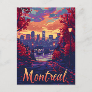 Cartão Postal À noite de Montreal: Luzes das cidades e nuvens ro