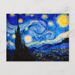 Cartão Postal A Noite Estrelada de Vincent Van Gogh<br><div class="desc">Vincent Van Gogh Na Noite Estrelada. Esta é uma antiga obra-prima do pintor mestre holandês Vincent Van Gogh. Esta pintura de paisagem artística fina tem uma cor bela,  vibrante e saturada. Vincent Van Gogh era um pintor impressionista holandês. Esta imagem está no dominio público</div>