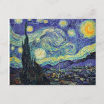 Cartão Postal A Noite Estrelada Vincent Van Gogh<br><div class="desc">Este cartão mostra a pintura The Starry Night, de Vicent Van Gogh. É um óleo na canvas e foi pintado em 1889. A história de Vincent Van Gogh a cortar a orelha após uma briga com o seu amigo Paul Gauguin é bem conhecida e aconteceu em 1888. Depois disso, e...</div>