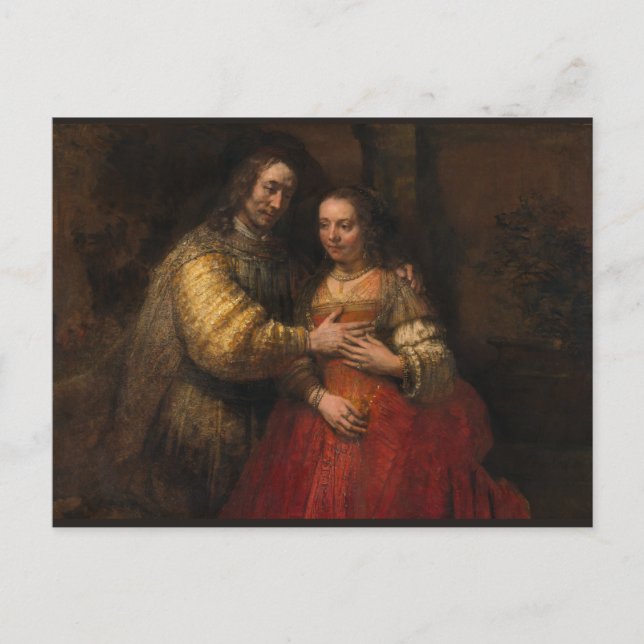 Cartão Postal A noiva judaica de Rembrandt van Rijn (Frente)