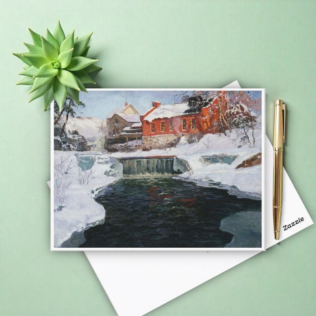 Cartão Postal A nova fábrica em Lillehammer, Thaulow, Frits (Criador carregado)