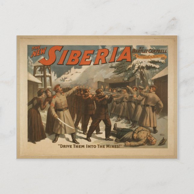 Cartão Postal A Nova Sibéria, "Coloque-os nas Minas!" (Frente)