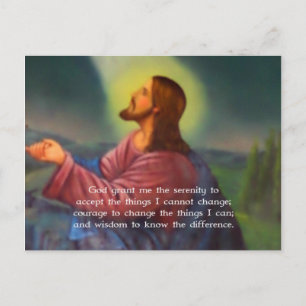 Cartão Postal A Oração da Serenidade com a pintura do Cristo d