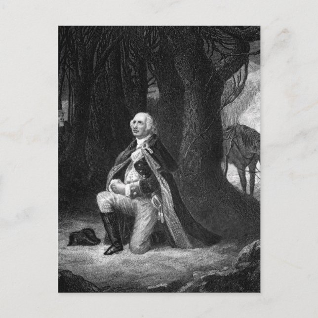 Cartão Postal A Oração no Vale Forge.  Imagem Gen_War (Frente)